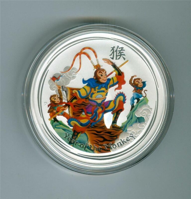 Read more about the article AUSTRALIA 2016 $1 YEAR OF THE MONKEY COLORIZED MONKEY KING 1 OZ. .999 SILVER GEM