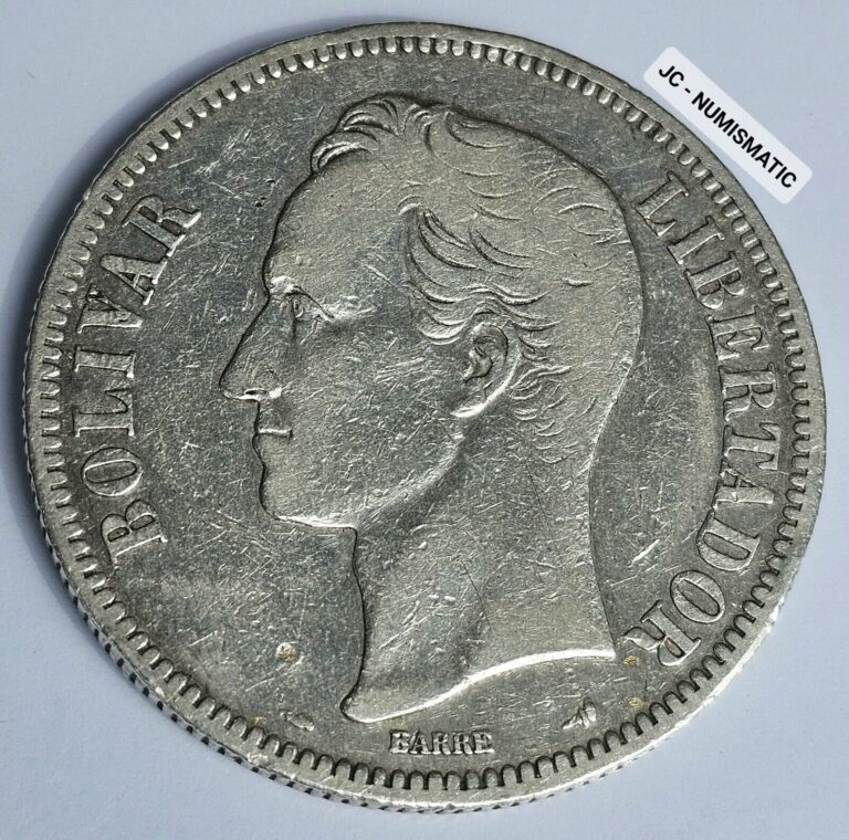 Read more about the article 1900 – 5 Bolivares Venezuela Coin- Silver Coin  Lei 900- 25 Gram- Y# 24.2- NICE!