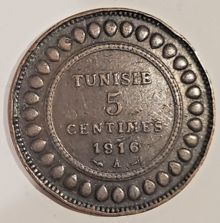 Read more about the article RARE 1916 A Tunisia 5 Centimes FREE SHIPPING