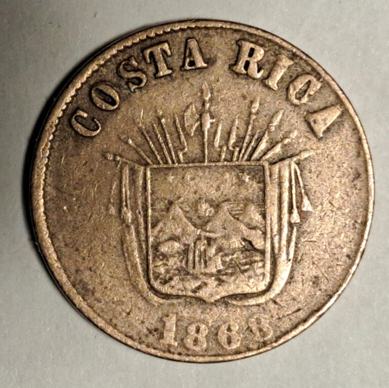 Read more about the article 1868 Costa Rica 1 Centavo Scarce 20K Mintage Coin