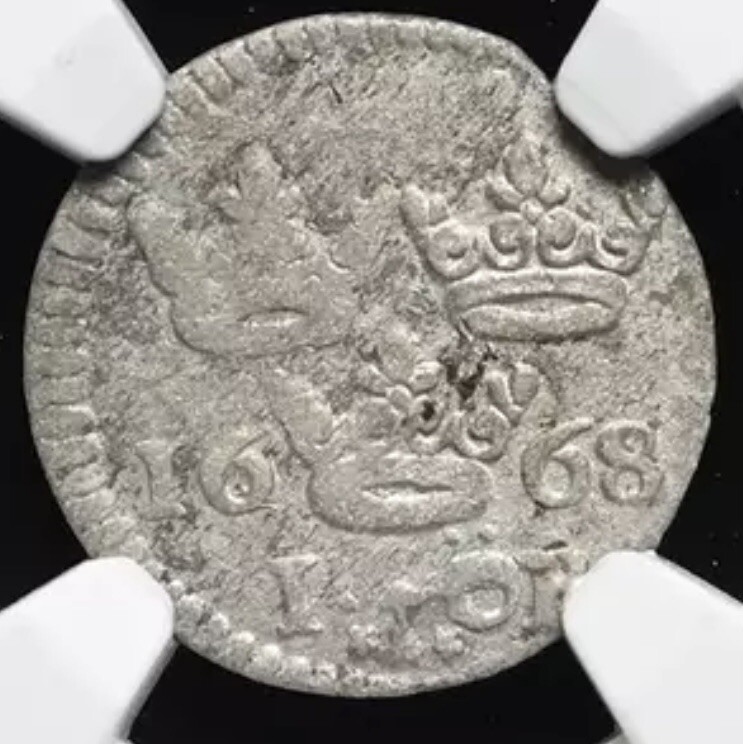 Read more about the article SWEDEN. King Charles Carl XI  1668 AD. Silver Ore S1O Coin 1660-1697  NGC XF