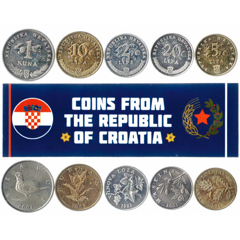 Read more about the article 5 CROATIAN COINS. DIFFERENT COINS FROM BALKANS. FOREIGN CURRENCY  VALUABLE MONEY
