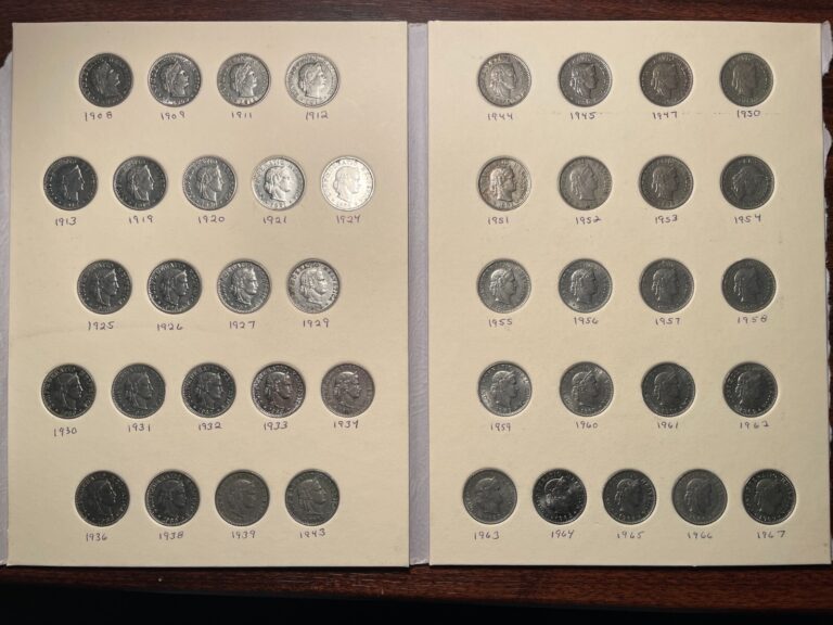 Read more about the article 1908 – 2002 SWITZERLAND 20 RAPPEN MASSIVE LOT 72 HIGH-GRADE UNC/AU COINS!