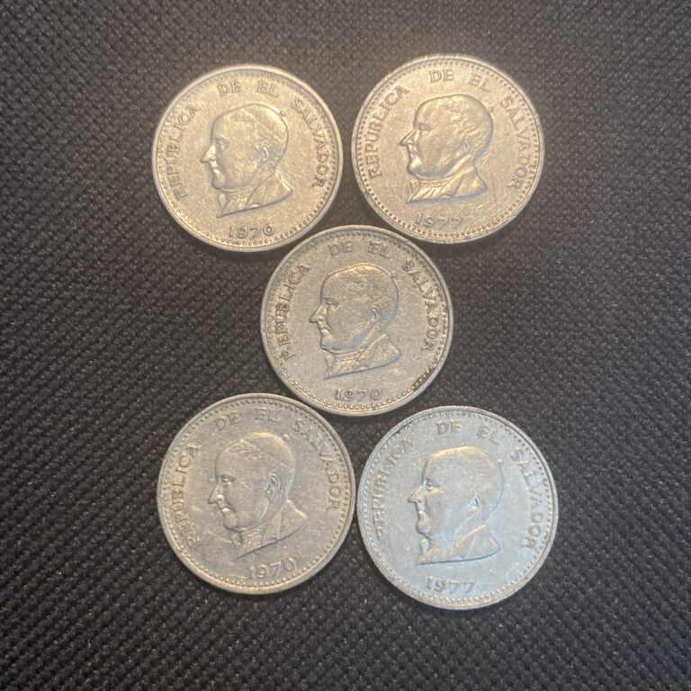 Read more about the article Lot of 5 El Salvador  50 Centavos Coin Lot
