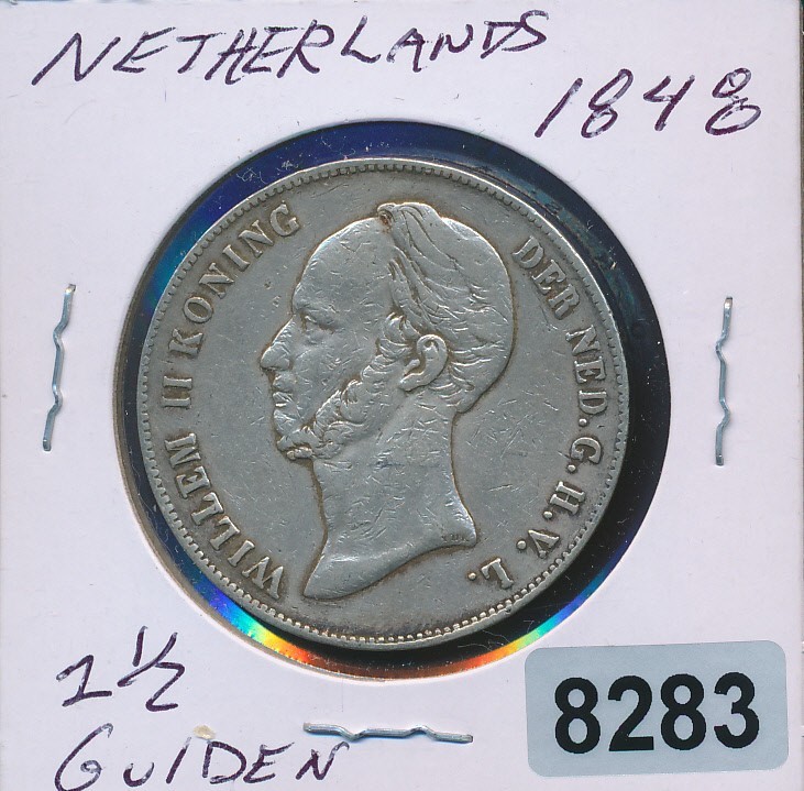 Read more about the article NETHERLANDS – 1848 – SILVER 2 1/2 GULDEN CROWN – SCARCE – #8283