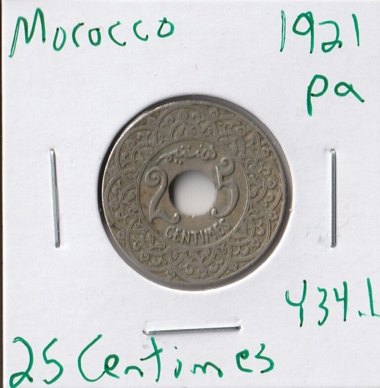 Read more about the article Coin Morocco (French Protectorate) 25 Centimes 1921 Pa Y34.1