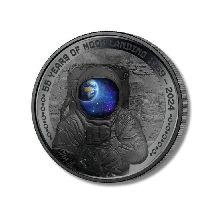 Read more about the article 2024 Barbados First Man on the Moon Landing 1oz Silver Black Proof Coin
