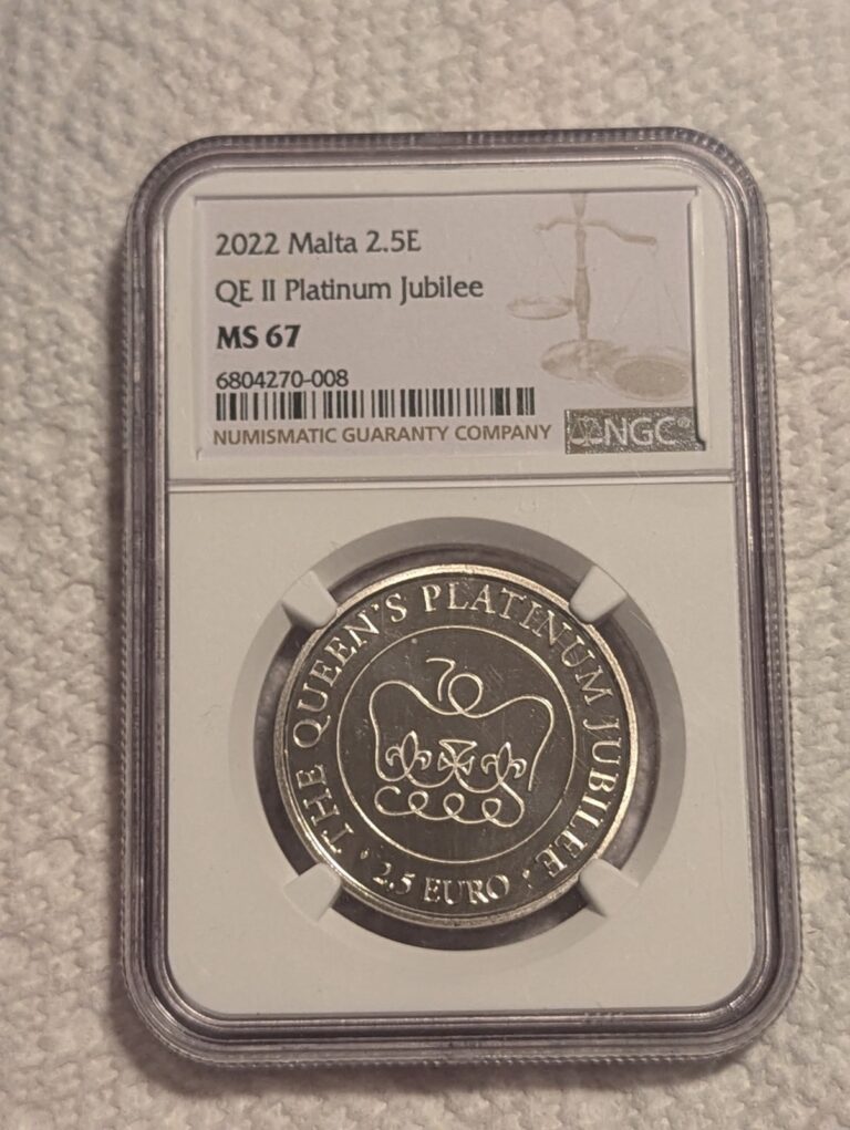 Read more about the article 2022 Malta QE II Platinum Jubilee NGC MS67 Low Mintage Coin!!!!!!