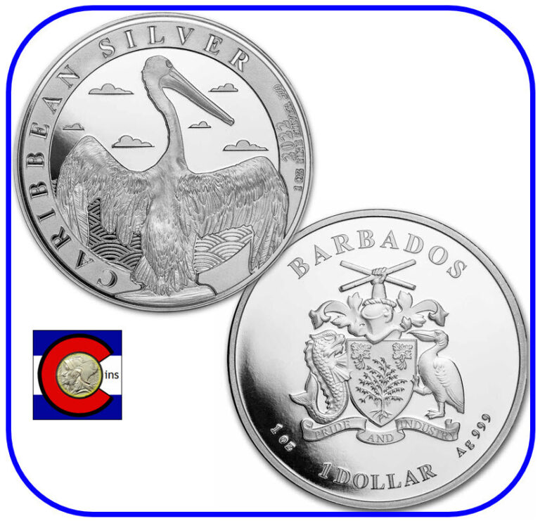 Read more about the article 2022 Barbados 1 oz $1 Silver Caribbean Pelican BU Coin in capsule