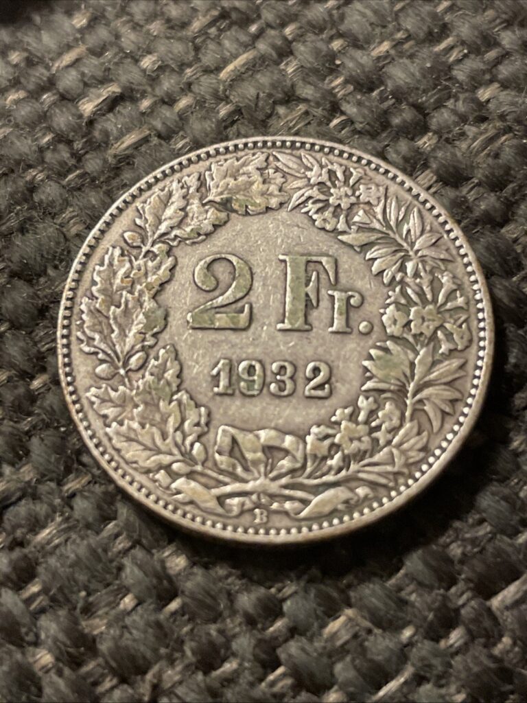 Read more about the article 1932 Switzerland 2 Francs Silver Coin. Low Mintage 250k!!
