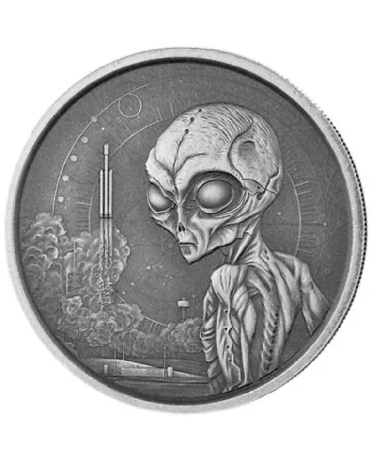 Read more about the article 2021 1 oz Antiqued Republic of Ghana 999 Silver Alien Coin Limited Mintage!