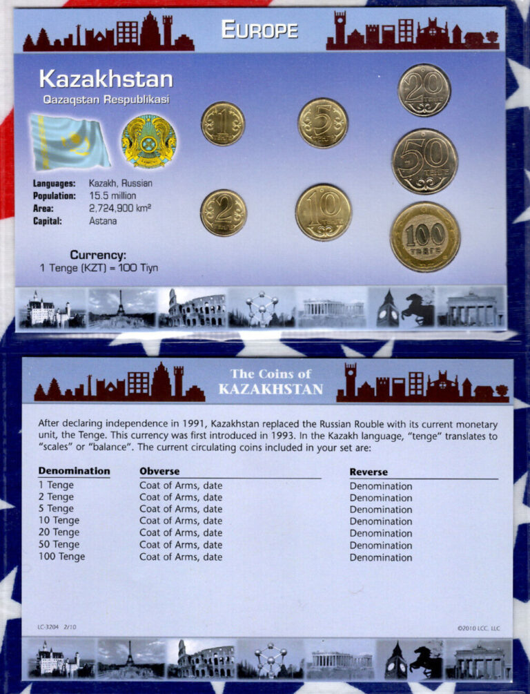 Read more about the article Littleton World Coin Set Kazakhstan UNC 2002-2010 100 Tenge 2002 50 tenge 2000
