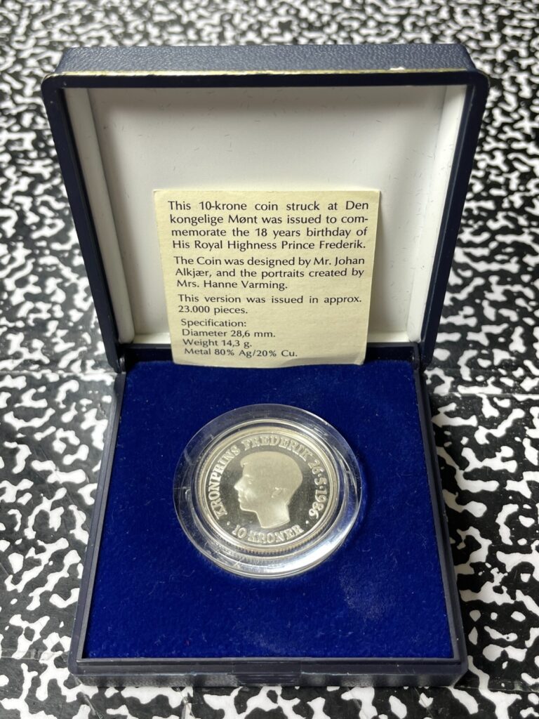 Read more about the article 1986 Denmark 10 Kroner (27 Available) (1 Coin Only)  Silver! W/ Box and COA