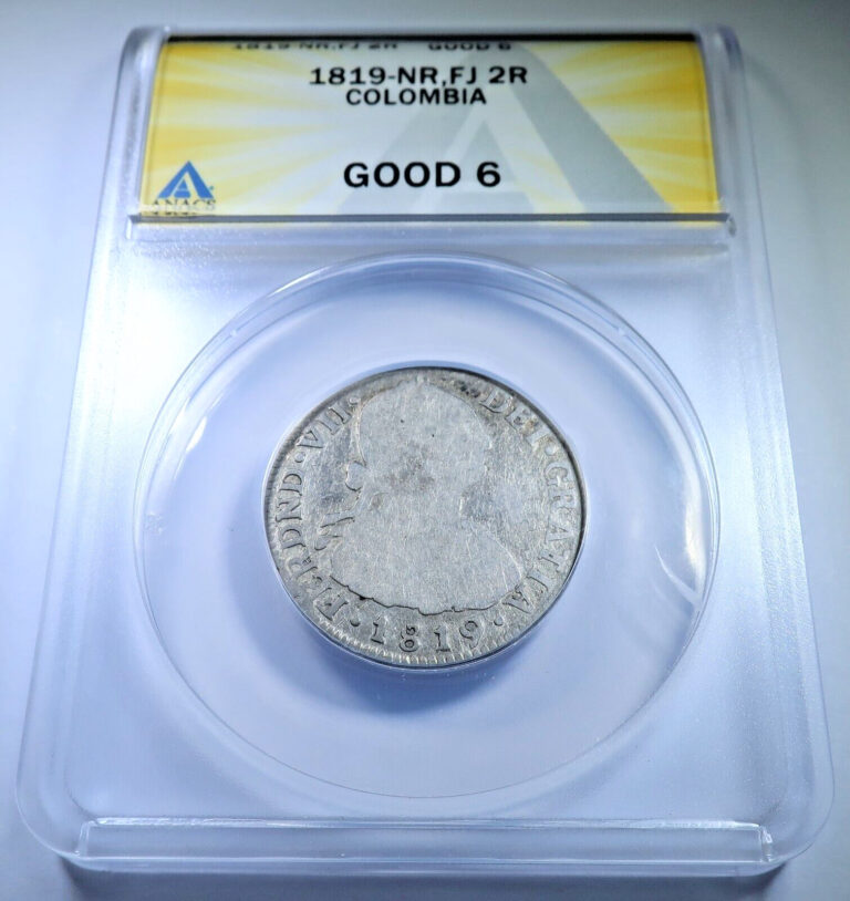Read more about the article ANACS 1819 NR-FJ Spanish Colombia Silver 2 Reales Genuine Colonial 1800’s Coin