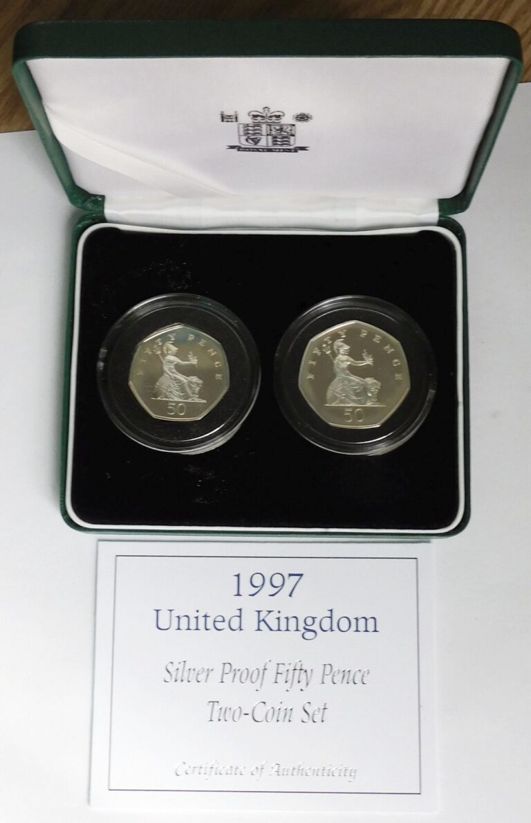 Read more about the article 1997 UK Silver Proof 50 Pence Two-Coin Commemorative Set  Royal Mint