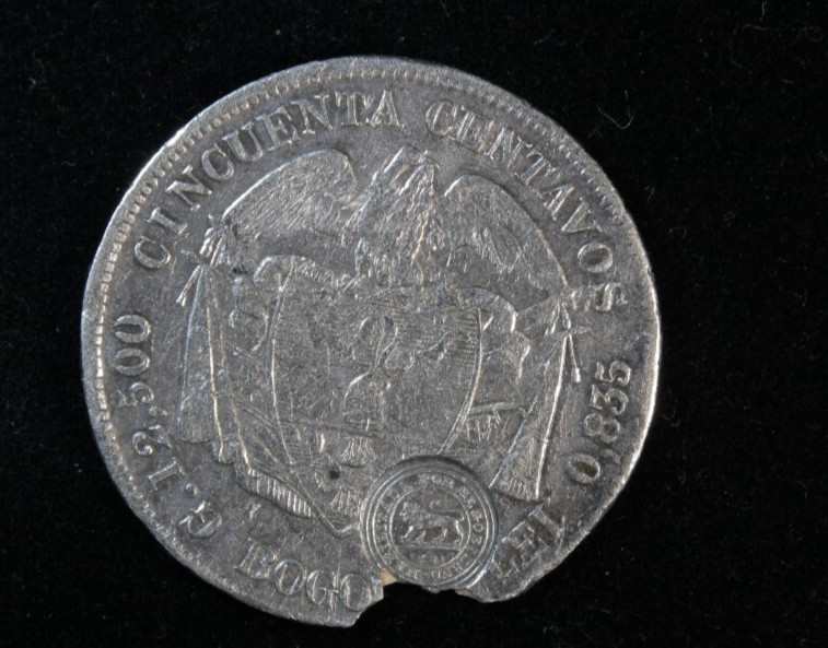 Read more about the article Colombia 50 Decimos “lion” Countermark Coin