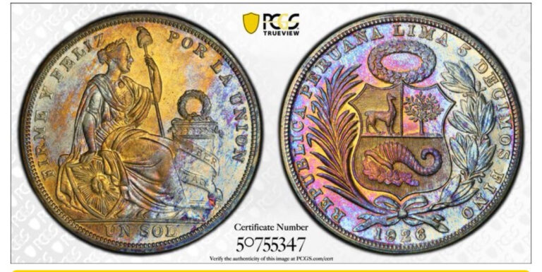Read more about the article 1926 PERU SOL SILVER COIN PCGS UNC