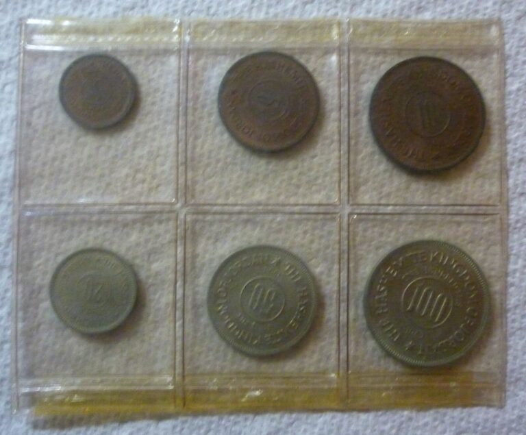 Read more about the article 1949-1964 (AH1368-1383) JORDAN – OFFICIAL MINT UNC SET (6) – FILS – SEALED -RARE