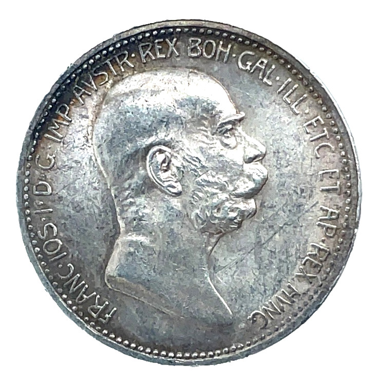 Read more about the article 1908 AUSTRIA Franz Joseph I  1 Corona  60th Anniversary of Reign UNC Silver Coin