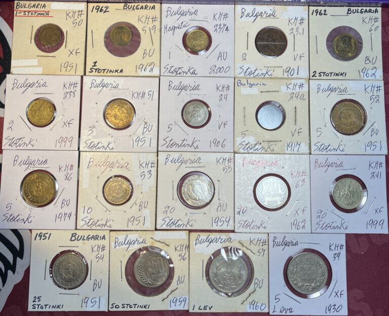 Read more about the article Bulgaria 1901 – 2000 One 1 to 50 Stotinki and 1 and 5 Leva VF – BU  19 Coin Lot