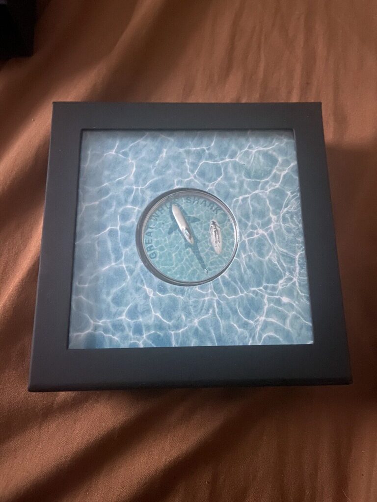 Read more about the article Silver Palau 2021 $5 Dollar Great White Shark Ultra High Relief Color Coin