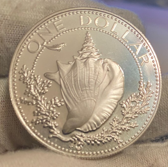 Read more about the article BAHAMAS 1974 $1 DOLLAR CONCH SHELL PROOF  QUEEN ELIZABETH II SILVER  COIN
