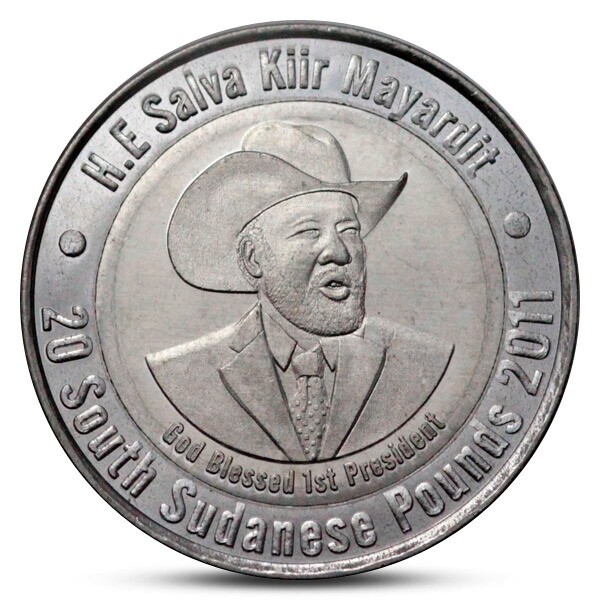 Read more about the article SOUTH SUDAN 20 POUNDS UNUSUAL COIN-TOKEN BIMETAL PRESIDENT SALVA KIIR 2011 UNC