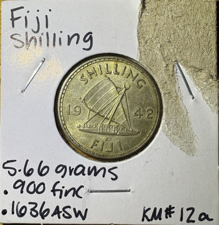 Read more about the article 1942 Fiji 1 Shilling Good Condition Silver Coin