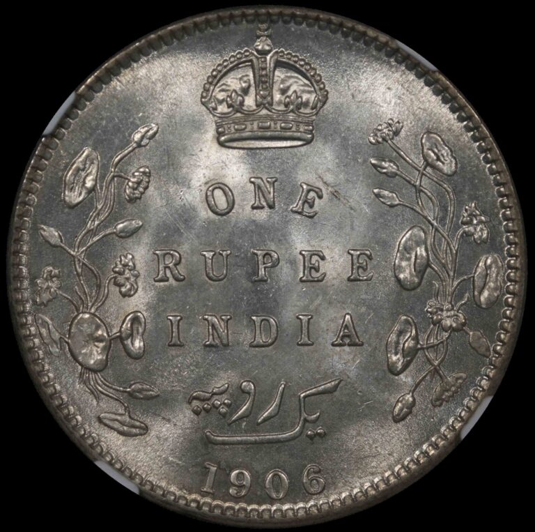 Read more about the article 1906 C British India Silver Rupee NGC MS62 Calcutta mint