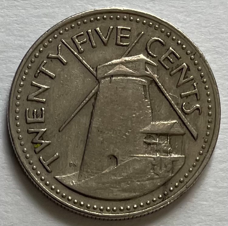 Read more about the article Barbados 25 Cents 1973 – Morgan Lewis Sugar Mill