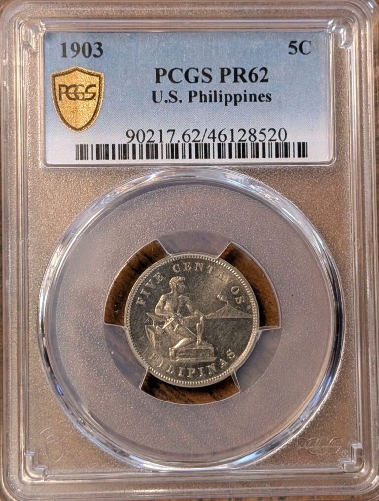 Read more about the article 1903 U.S. Philippines 5 Centavos  PROOF PCGS PF62  FREE SHIPPING