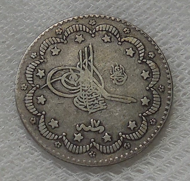 Read more about the article AH 1293/17 (1891) TURKEY 5 KURUSH SILVER COIN