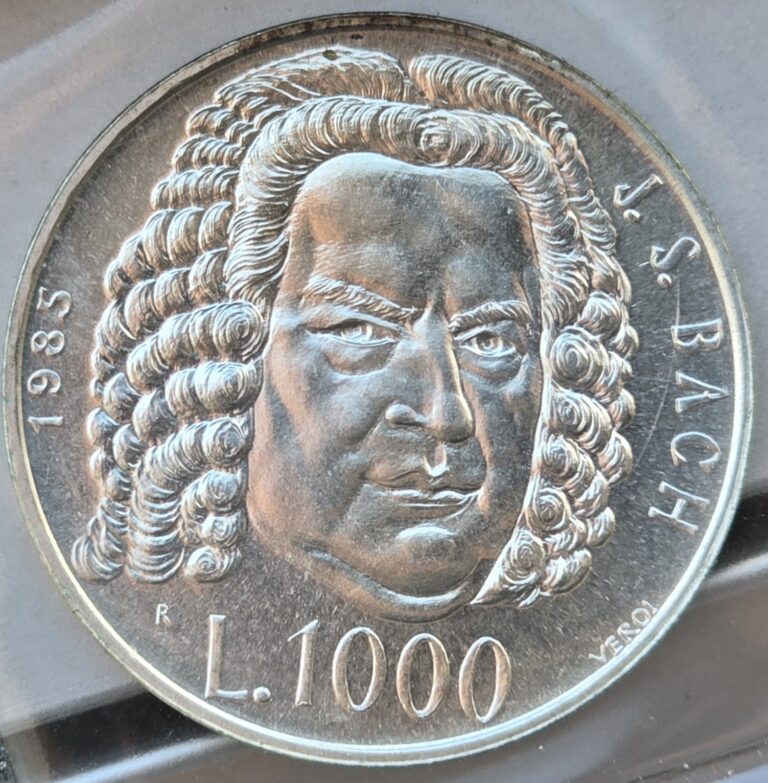 Read more about the article Mint Sealed San Marino 1985 R 1000 Lire Silver Coin Bach Tercentenary Choice/Gem
