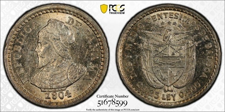 Read more about the article 1904 Panama 2 1/2 Centesimos PCGS MS64 Lot#G344 Silver! Choice UNC! Panama Pill