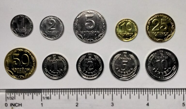 Read more about the article Ukraine set of 10 coins 1  2  5  10  25  50 kopiyok  1  2  5  10 hryvnia UNC