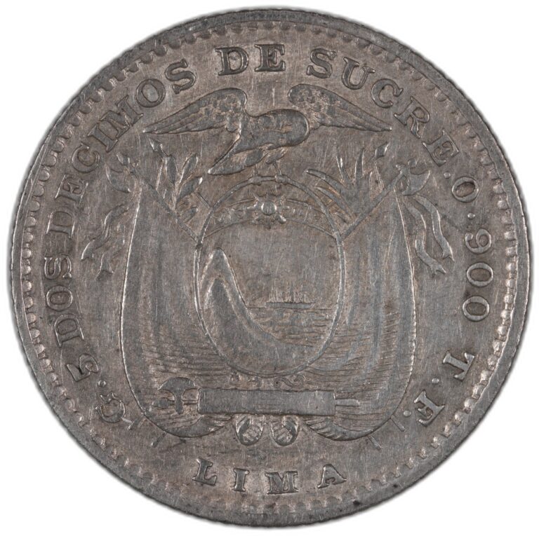Read more about the article Ecuador – 2 Decimos – 1892 (Lima TF) – Silver .900 – Overdate