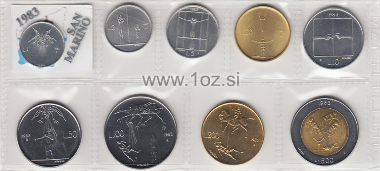 Read more about the article SAN MARINO SET 1983 – 9 coins (1  2  5  10  20  50  100  200  500 LIRE) UNC