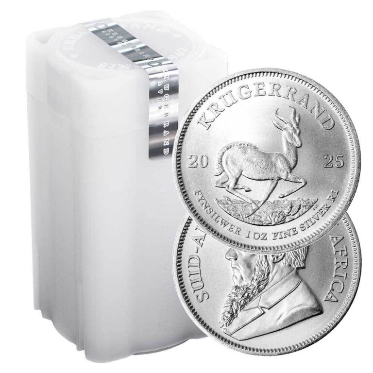 Read more about the article Roll of 25 – 2025 South Africa Silver Krugerrand 1 oz BU