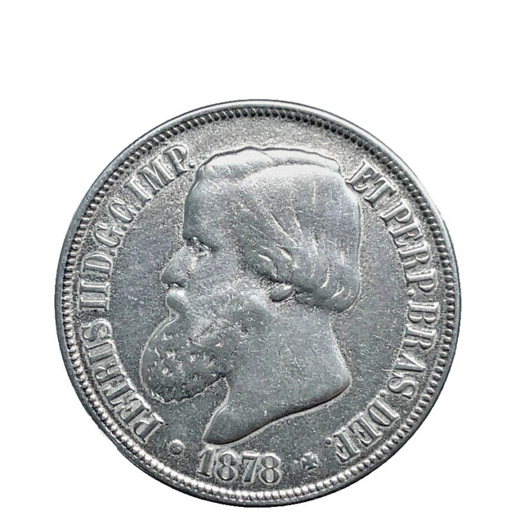 Read more about the article Brazil 1878 Pedro II – 1000 Reis  – VF/XF – 0.917 SIlver Coin KM # 481