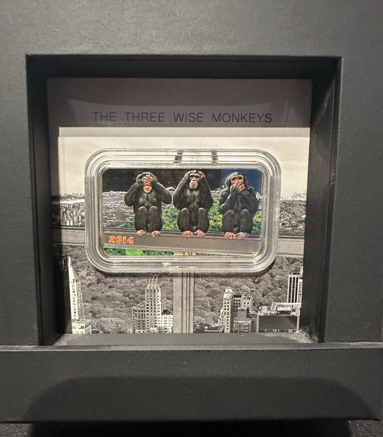 Read more about the article 2014 Tanzania 1oz Silver *Three WISE Monkeys* Colorized Art Bar Case and COA #RW