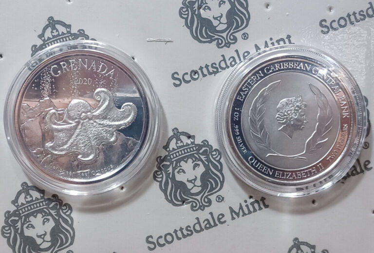 Read more about the article 2020 EC8 Coin Grenada Octopus 1oz .999 Silver Bullion Coin