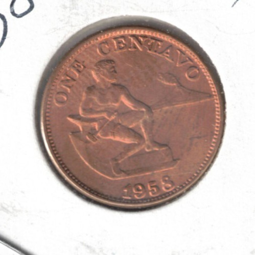 Read more about the article 1958 Philippines Uncirculated 1 Centavo Man with Anvil and Shield of Arms Coin! #1