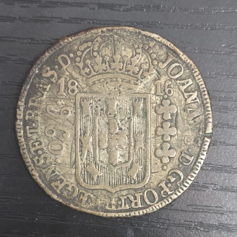 Read more about the article 1816 Brazil 960 Reis Large Silver  Coin. XF condition.
