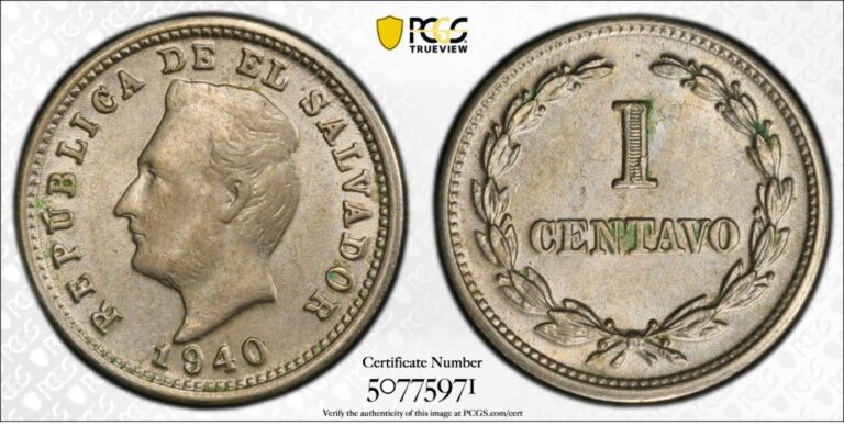 Read more about the article El Salvador 1 Centavo 1940 MS62