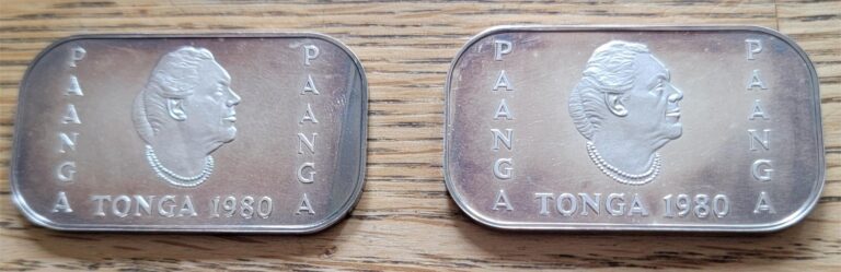 Read more about the article 1980 Tonga 1 Pa’Anga Silver Proof Coins – 2 Discounted for Tarnish