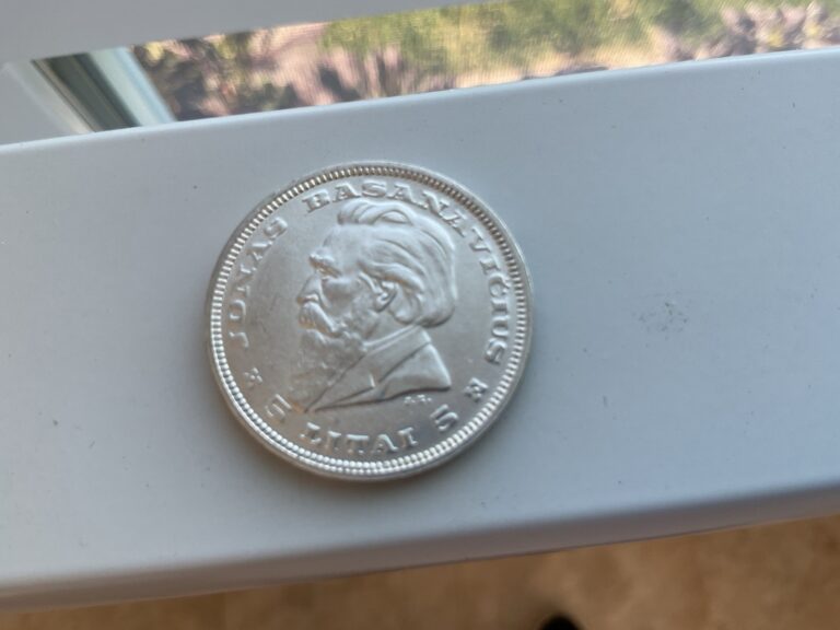 Read more about the article S6 – Lithuania 5 Litai 1936 Choice Uncirculated Silver Coin – Dr. Basanavicius