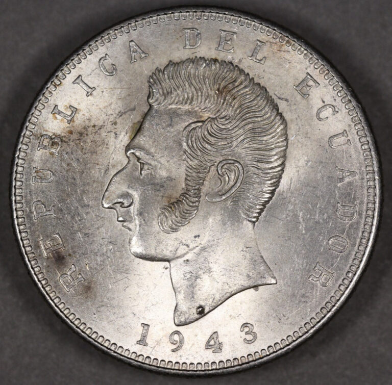 Read more about the article 1943 Ecuador Silver 5 Sucres Uncirculated