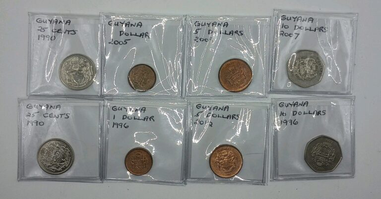 Read more about the article Guyana Coins 25 Cents 1 5 10 Dollars Set Of 8