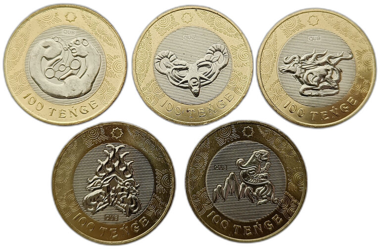 Read more about the article KAZAKHSTAN SET OF 5 COINS 100 TENGE 2022 SAKA STYLE BIMETAL UNC