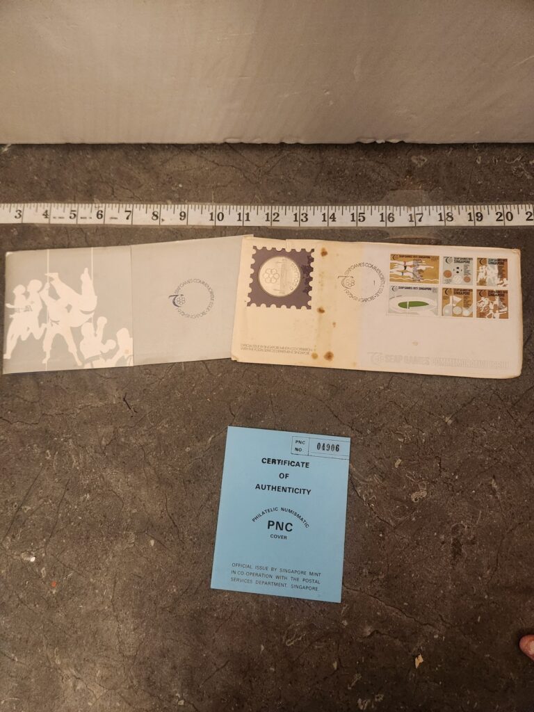 Read more about the article Vintage 1973 Singapore SEAP Games PNC Philatelic Numismatic Coin Stamp Set w COA